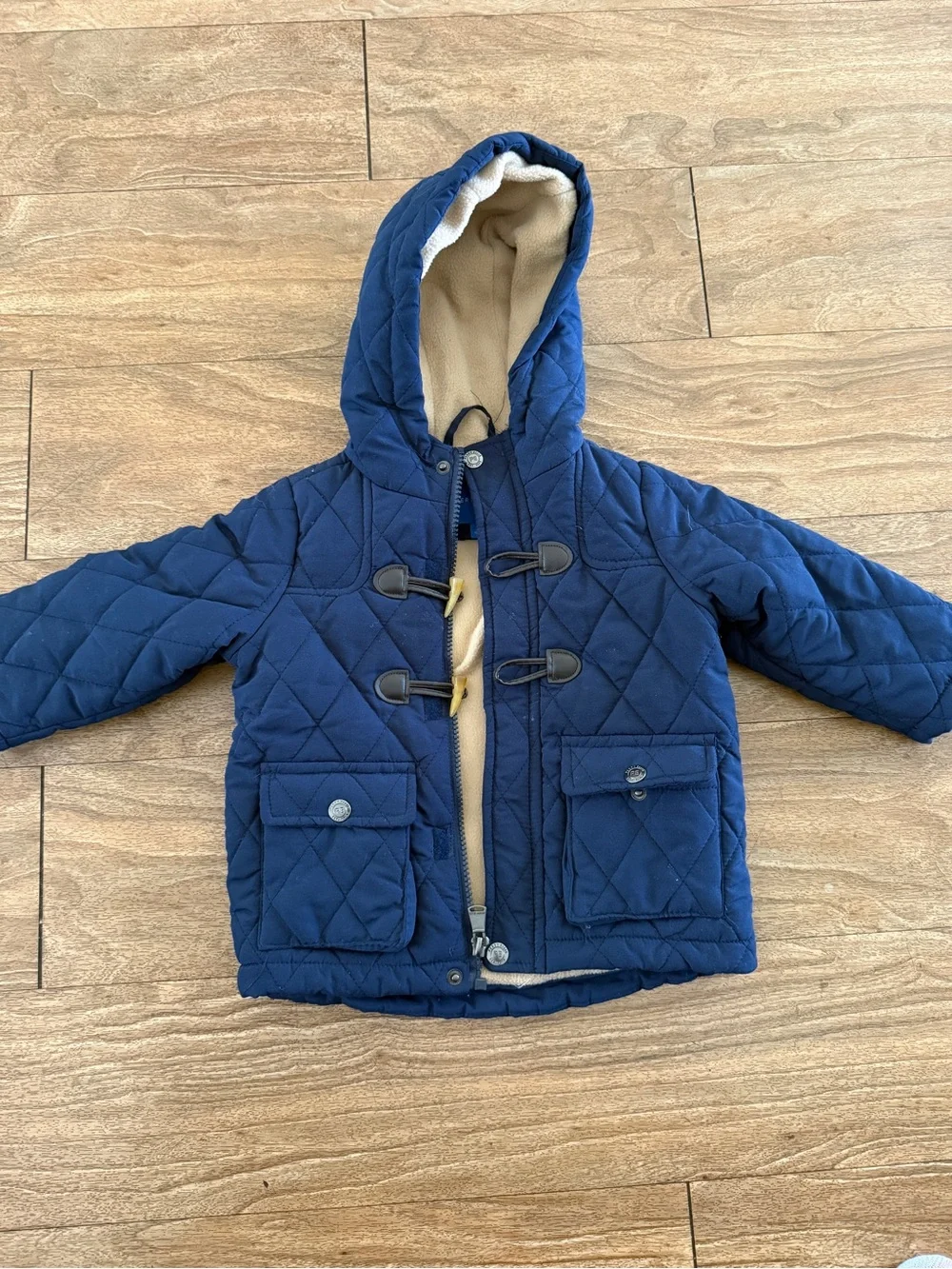 Perry Ellis Navy Quilted Hooded Kids Jacket